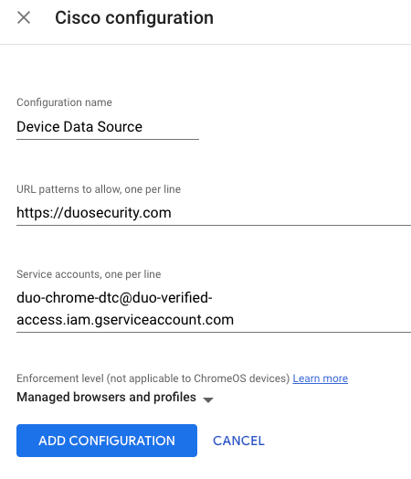 Cisco Device Data Source Connector Configuration