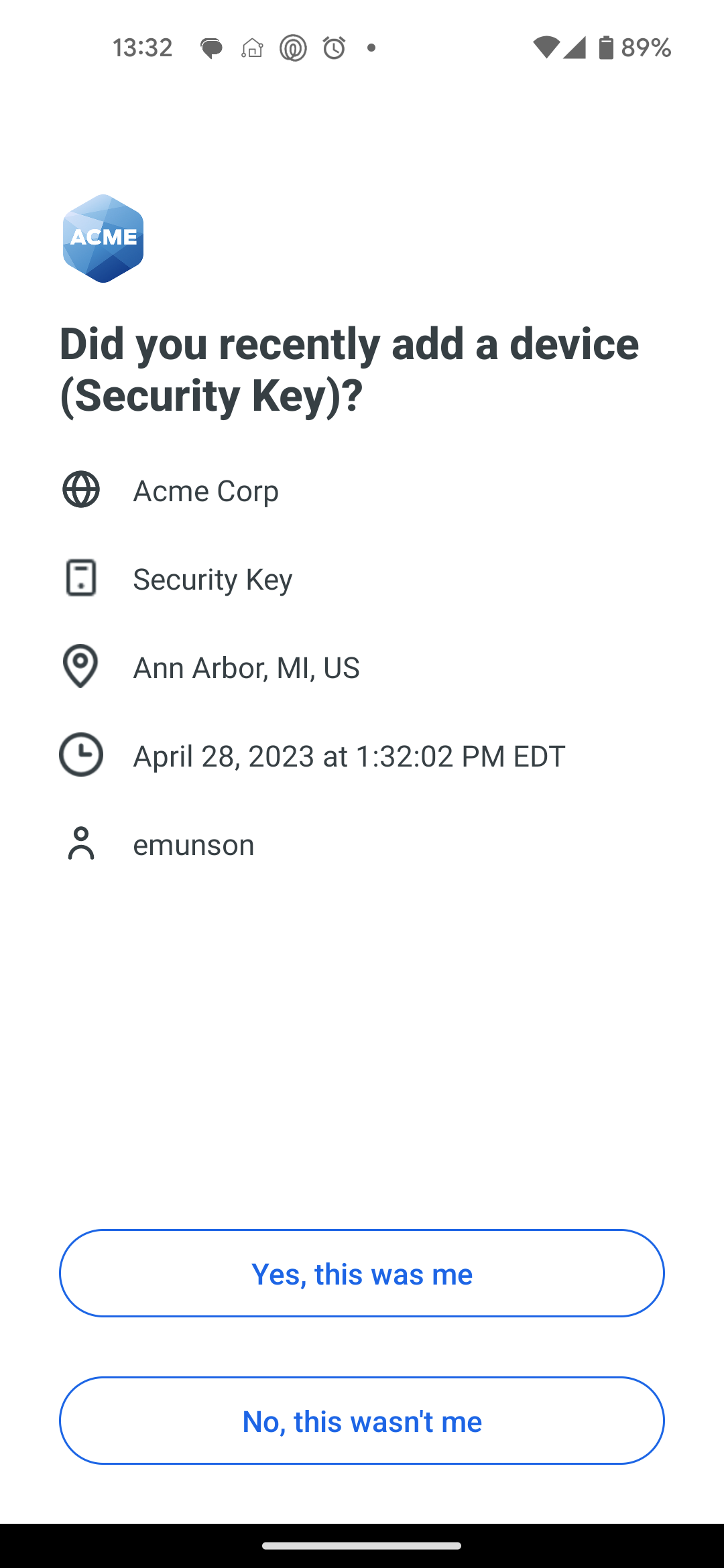 Device Added Notification from Duo Mobile