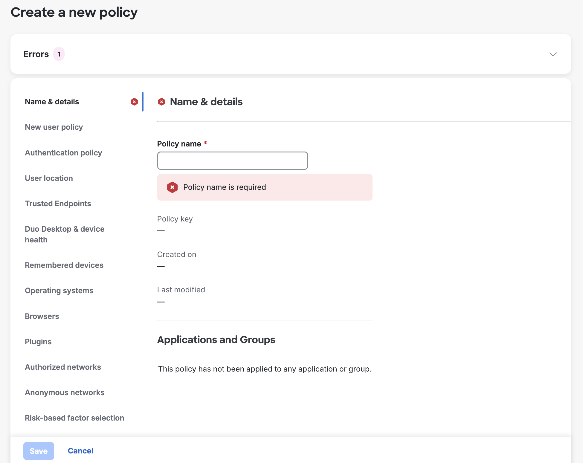 Empty Custom Policy