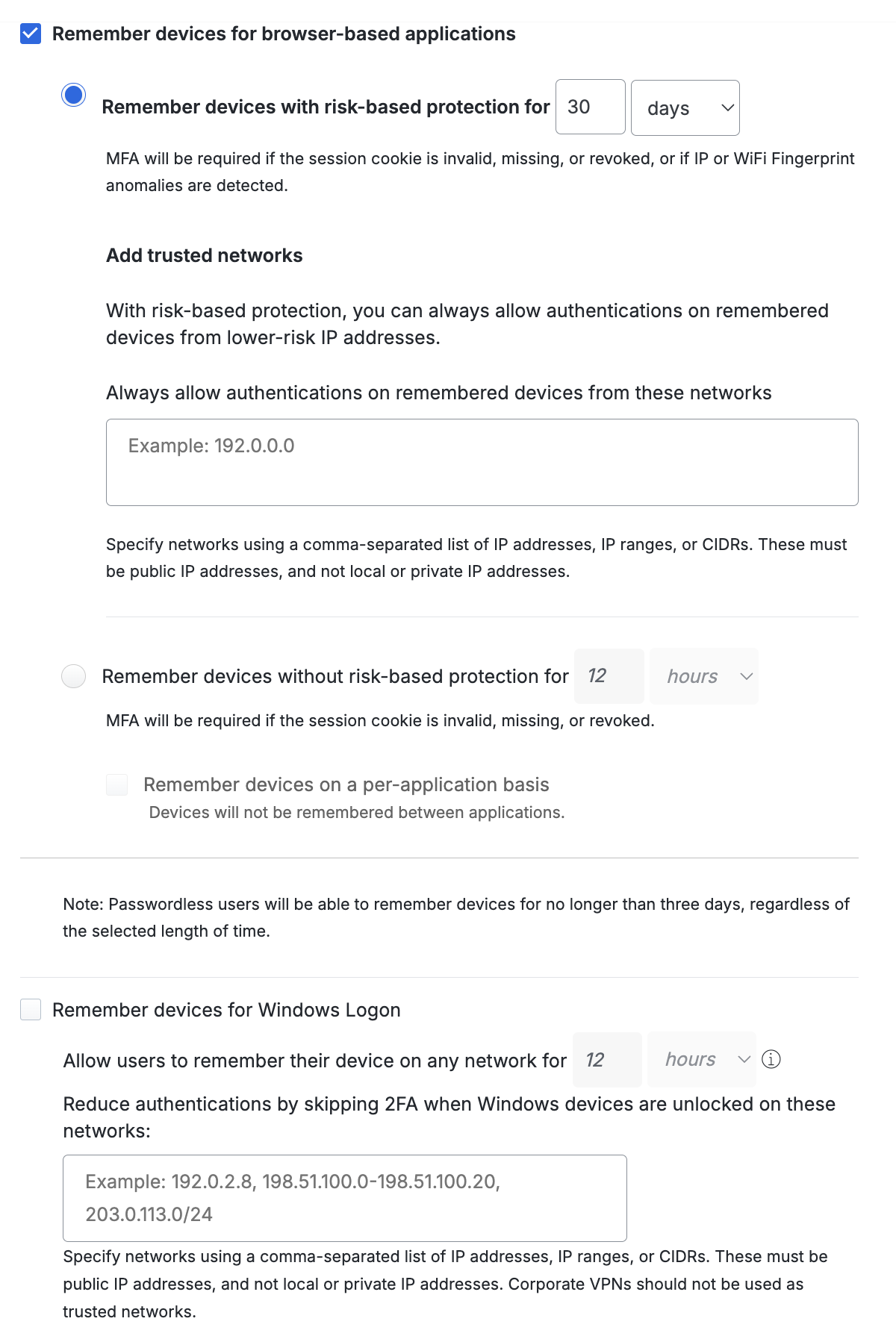 Duo Advantage and Premier Plan Remembered Devices Settings