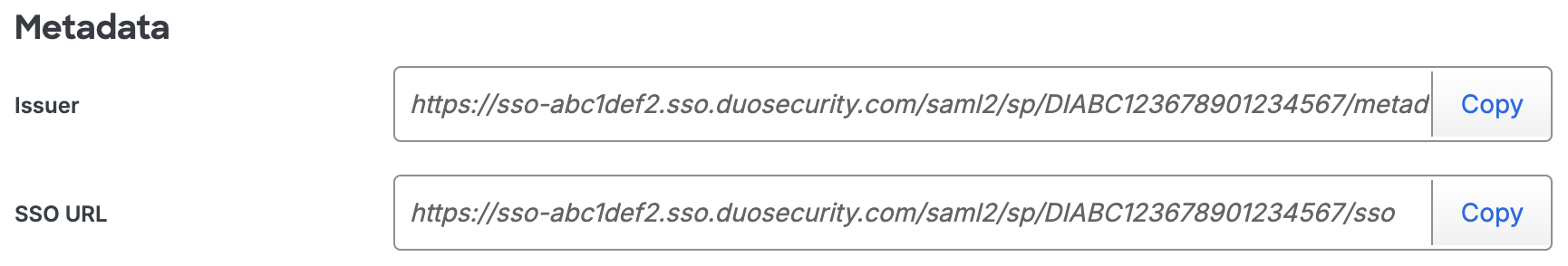 Duo Docebo Metadata URLs