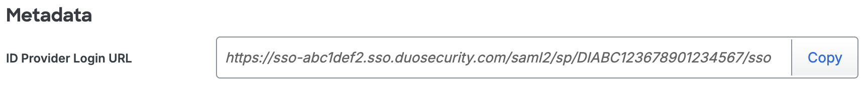 Duo Druva Data Security Cloud Metadata URL