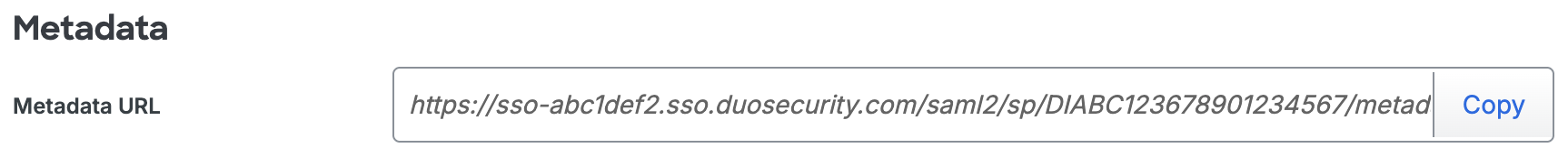 Duo Sentry IdP Metadata URL