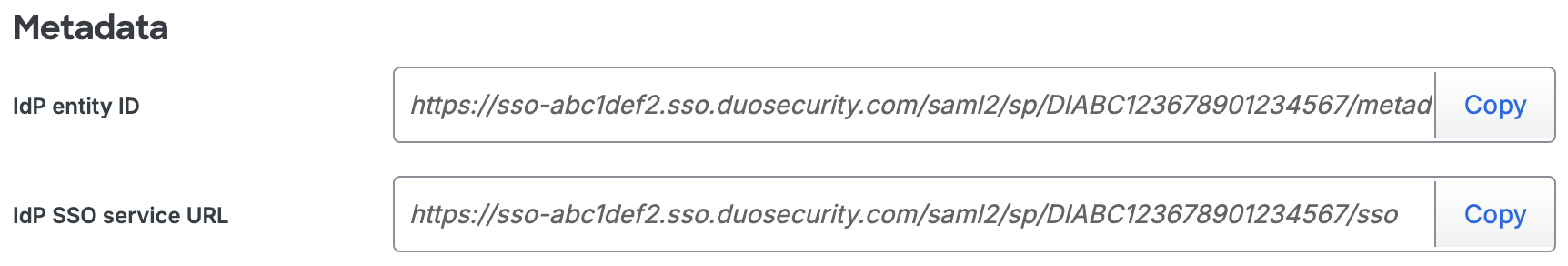 Duo TravelPerk Metadata URLs