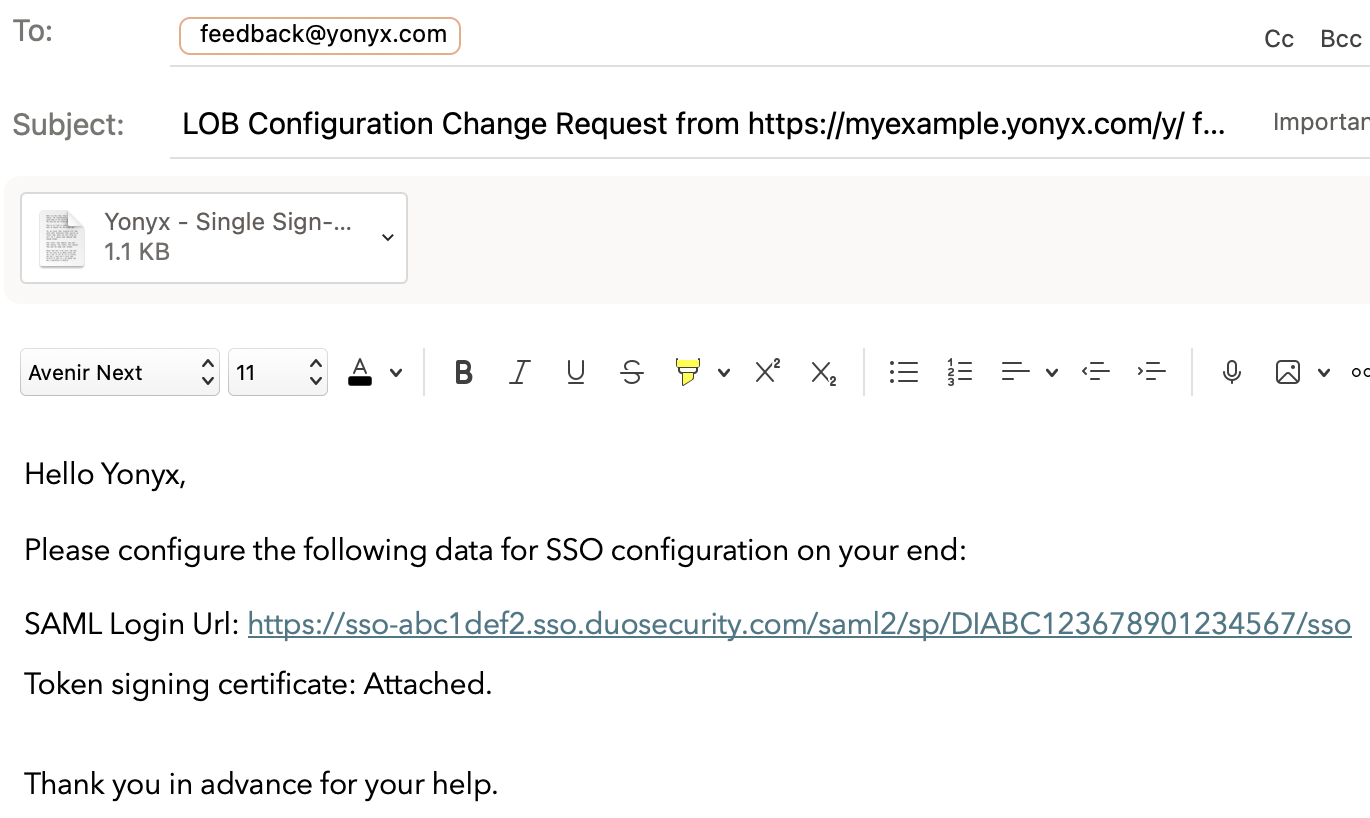 Yonyx Email Example