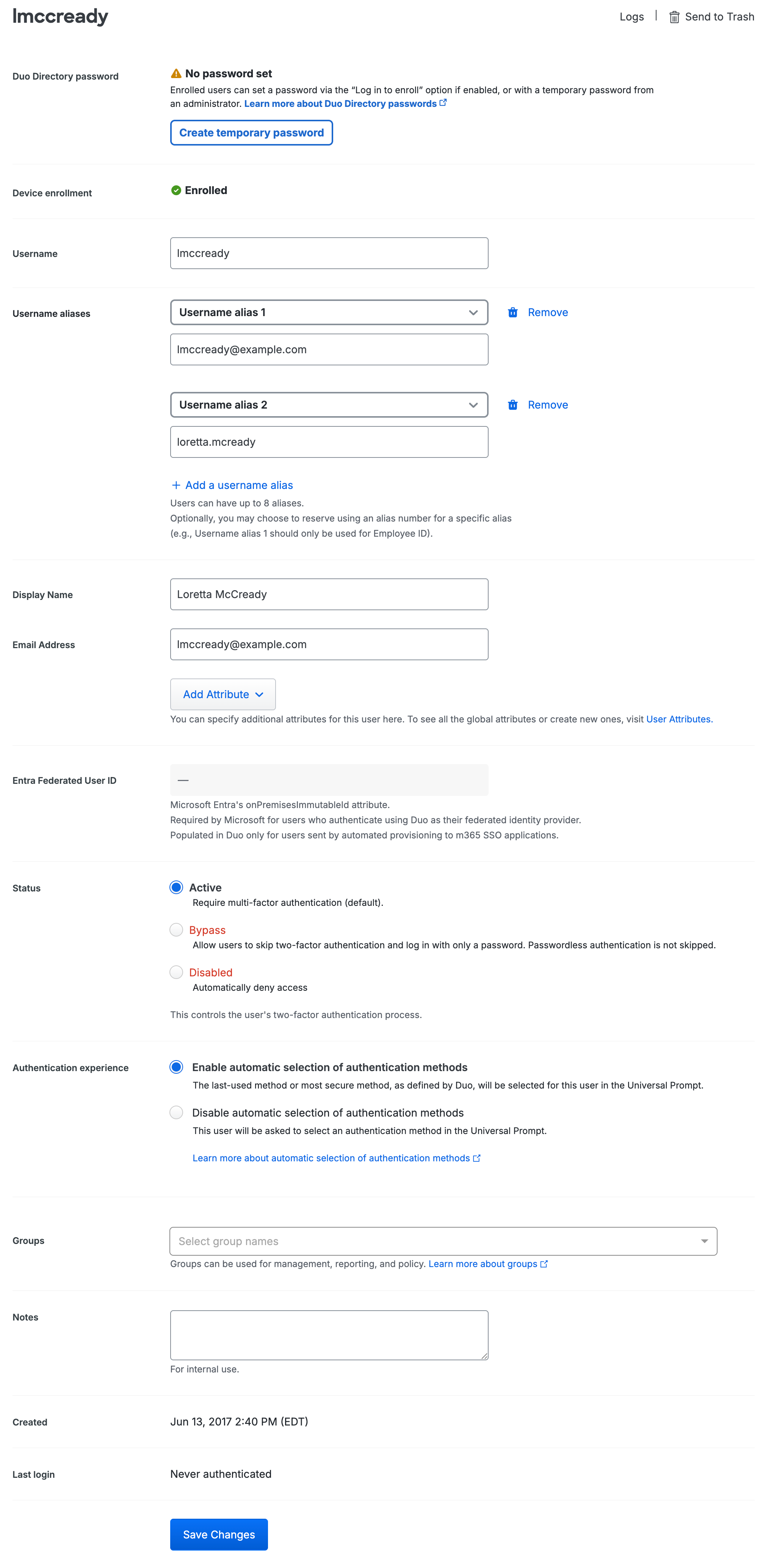 Duo User Details